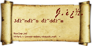 Jónás Ádám névjegykártya